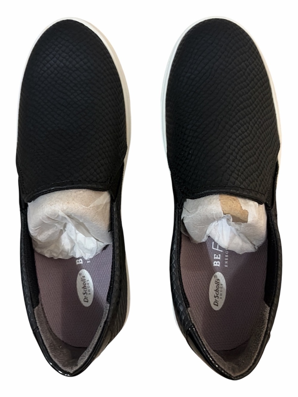 Dr. Scholl's Black Slip-On Sneakers with White Soles- Brand new size 7